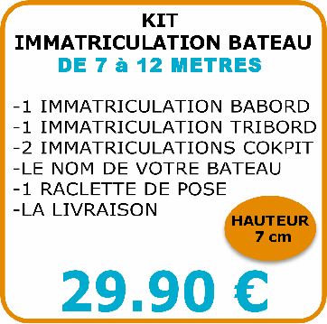 KIT LETTRES AUTOCOLLANTES IMMATRICULATION BATEAU DE 7 à 12 METRES